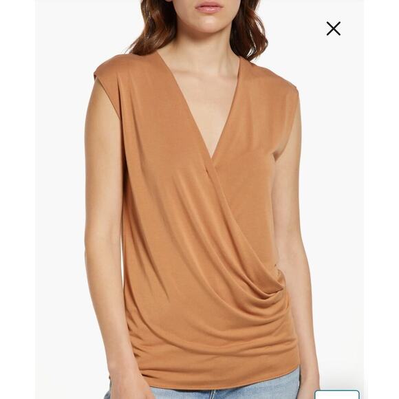 New Rag & Bone Christy Drape Top NWT Small Tan Brown - Picture 1 of 6